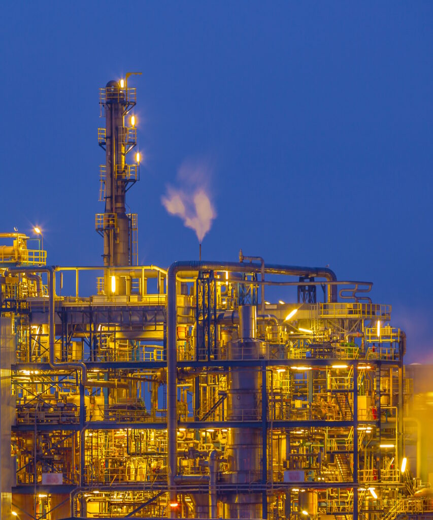 Detail of Chemical plant in twilight